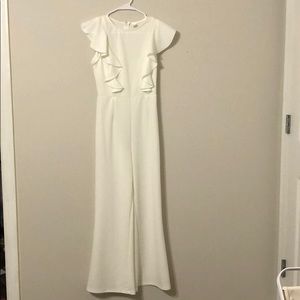 White ruffle jumpsuit